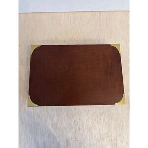 Vintage Powell Wood Jewelry Box /Treasure Box Solid Brass Brown Cherry Finish